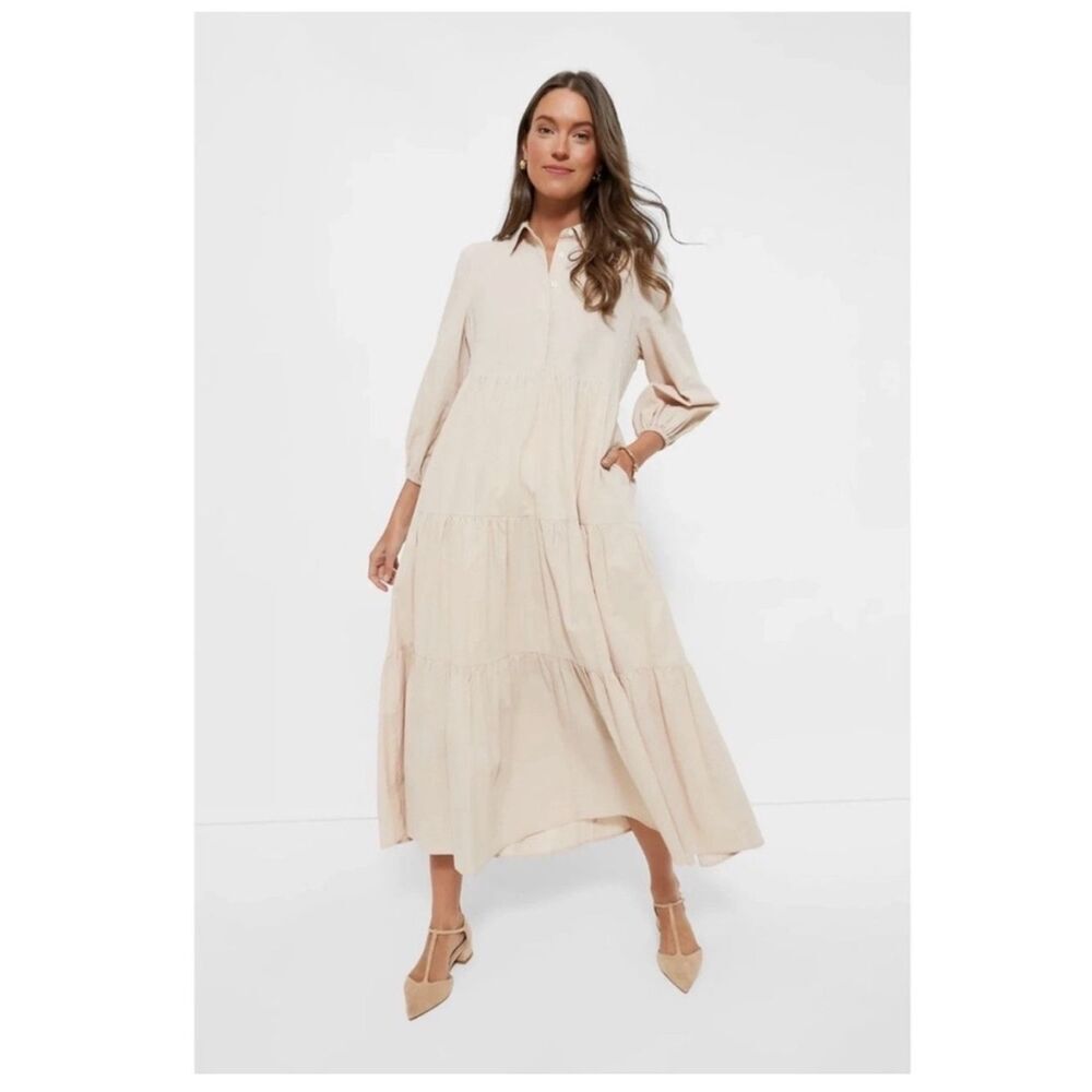 Pomander Place Mabel Tiered Maxi Dress Sandstone Size Medium